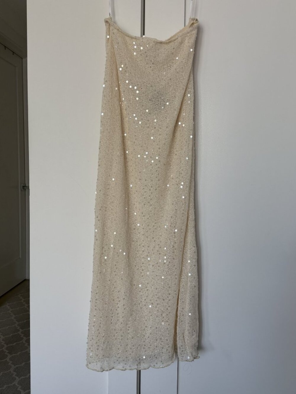 NWT Lulus Sequin Maxi Skirt Cream